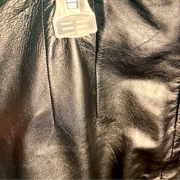 Size12 Wool/Leather Black/Grey Skirt Back Zipper Made in USA by Shelli Segal - Picture 6 of 11